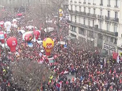 法国民众举行大罢工 公共交通受严重影响