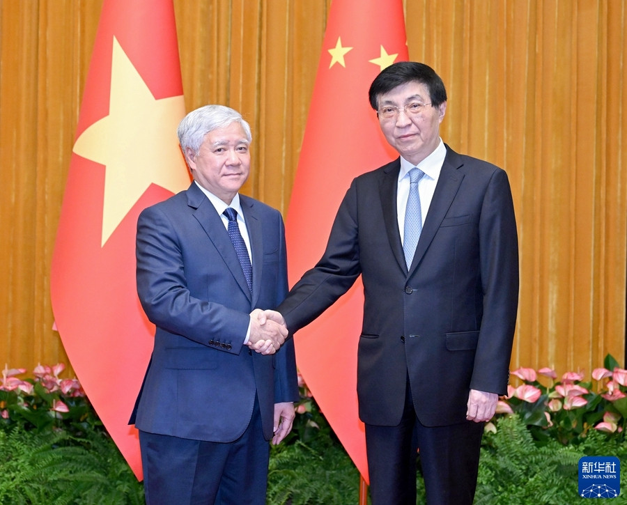 王沪宁会见越南祖国阵线中央委员会主席