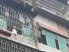 重庆女童被困五楼防护窗 危急时刻好心人相救