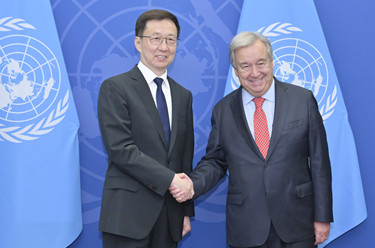 韩正会见联合国秘书长、美国国务卿