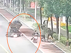 绍兴三轮车蹭倒路人 辅警狂追一公里截停