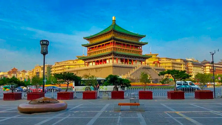 唐长安城古今对照图 为城市地标做考