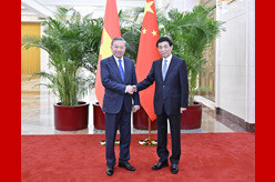 王沪宁会见越共中央总书记、国家主席