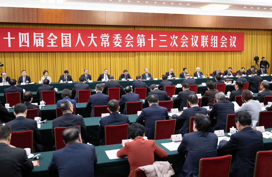 十四届全国人大常委会第十三次会议举行联组会议