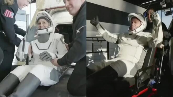 美国 “龙”飞船搭载滞留宇航员返回地球