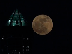 迪拜夜空出现“草莓满月”