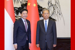 赵乐际会见新加坡总理