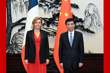 王沪宁会见法国国民议会议长