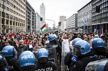 意大利多地爆发抗议活动声援巴勒斯坦