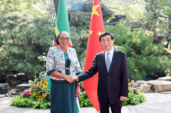 王沪宁会见多米尼克总统