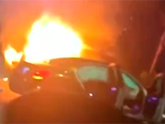 湖南邵东车祸引发大火"外卖侠"英勇救人