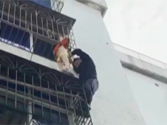 广东肇庆7岁男童头卡6楼防盗网 辅警徒手攀爬救人