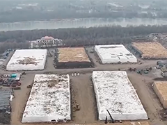 黑龙江哈尔滨 存冰启用 冰雪大世界即将开启冰景建设