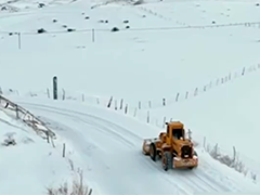 新疆玛纳斯部分道路出现风吹雪 相关部门不间断清雪