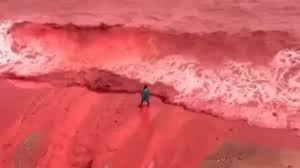 伊朗霍尔木兹岛遭遇强降雨 部分海域变成"血色海洋"