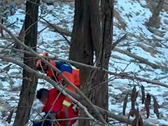 陕西延安 孩子不慎掉入30米深山沟 消防成功施救