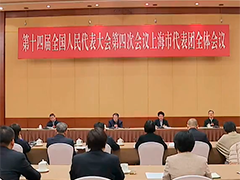 十四届全国人大四次会议上海市代表团举行全体会议