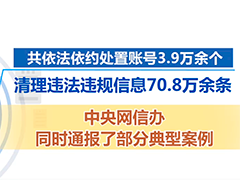 清朗行动公开曝光一批典型案例 依法依约处置账号3.9万余个