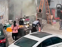 浙江永康 餐饮店后厨起火 邻里接力救援