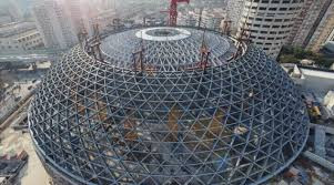 球形文旅地标上新在即 上海国际体操中心结构封顶