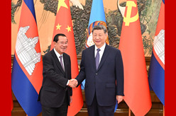 习近平会见柬埔寨人民党主席 参议院主席洪森