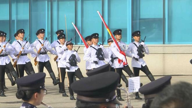 庆祝香港回归祖国29周年 香港金紫荆广场举行升旗仪式