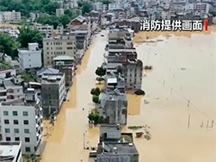 广东强降雨致多地积水 消防紧急转移被困群众