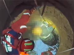 山西方山 男孩玩耍不慎坠井 消防紧急救援