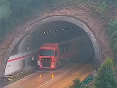 湖北 司机高速隧道口违规停车 交警嘶吼劝离
